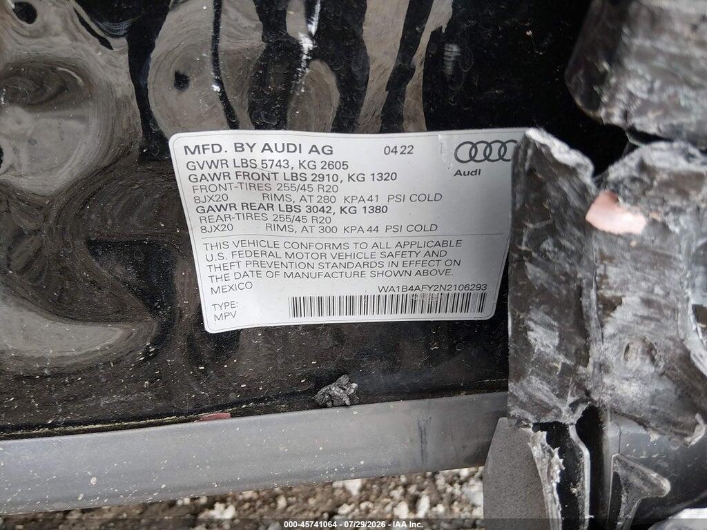 WA1B4AFY2N2106293 2022 AUDI SQ5 photo no. 9