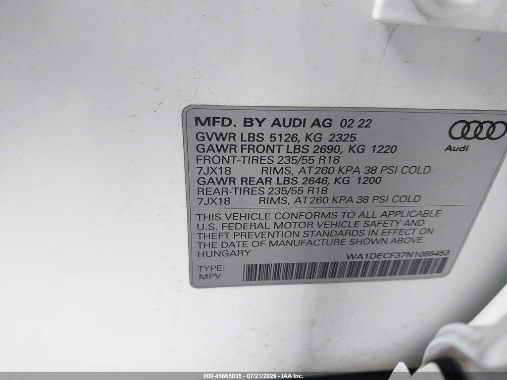WA1DECF37N1085453 2022 AUDI Q3 photo no. 9