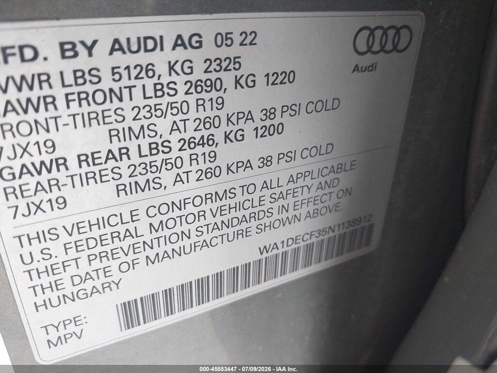 WA1DECF35N1138912 2022 AUDI Q3 photo no. 9