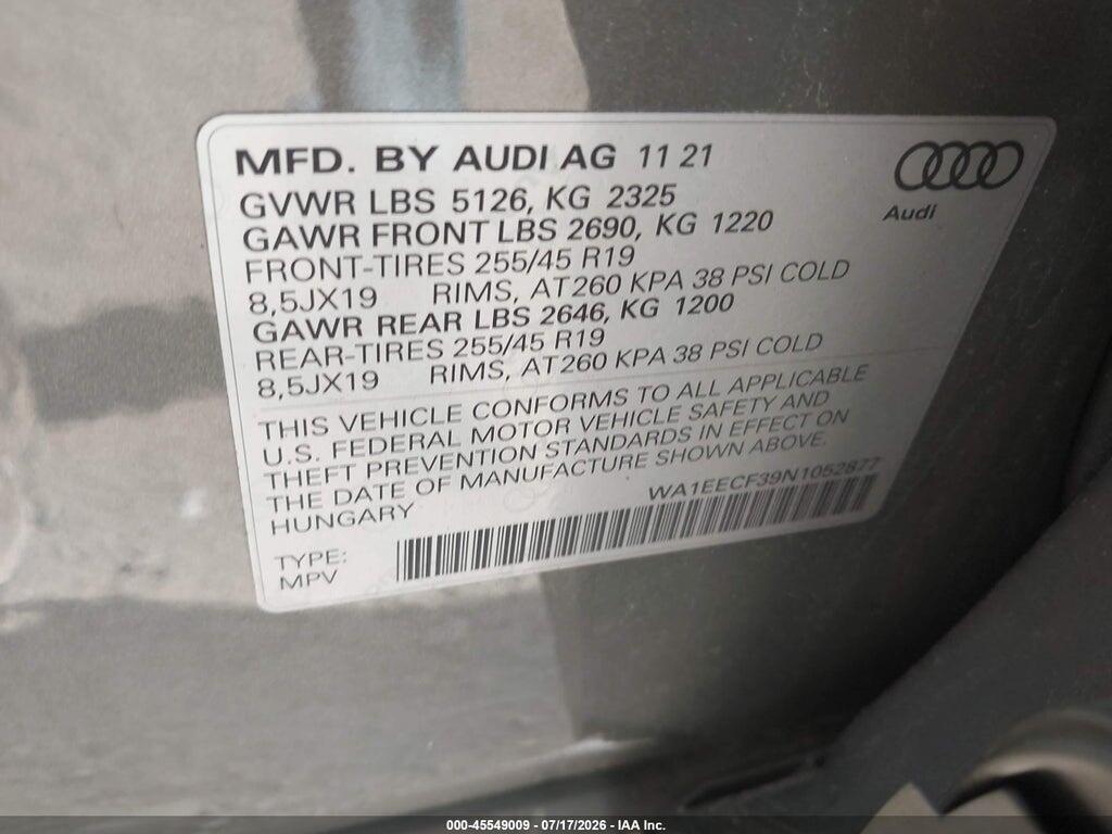 WA1EECF39N1052877 2022 AUDI Q3 photo no. 9