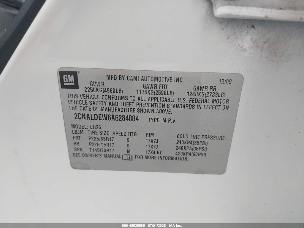 2CNALDEW6A6284884 2010 CHEVROLET EQUINOX photo no. 9