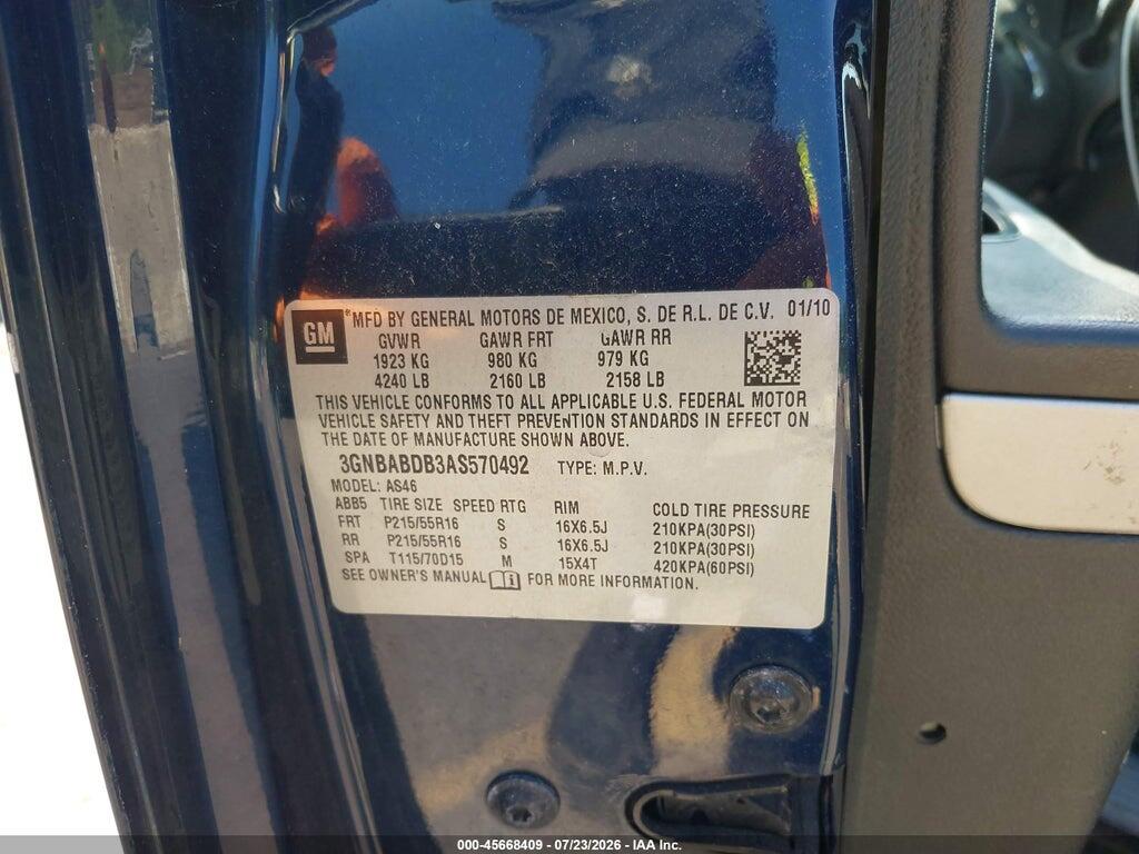 3GNBABDB3AS570492 2010 CHEVROLET HHR photo no. 9