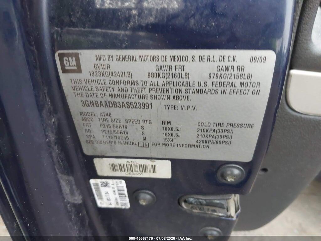 3GNBAADB3AS523991 2010 CHEVROLET HHR photo no. 9