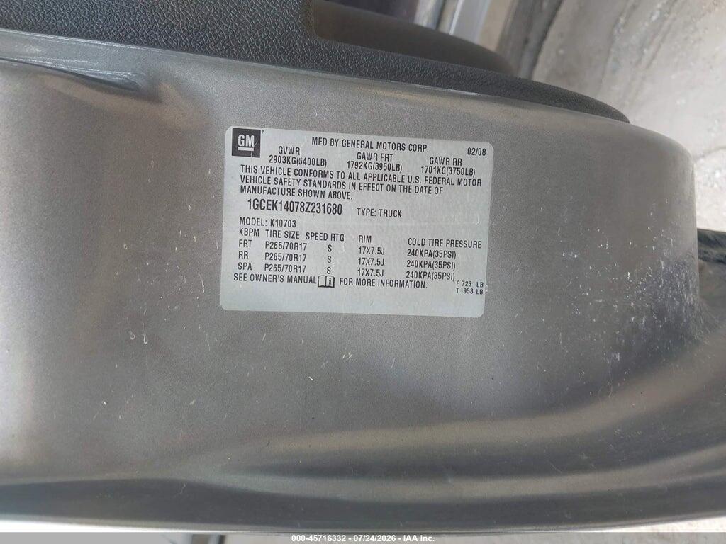 1GCEK14078Z231680 2008 CHEVROLET SILVERADO 1500 photo no. 9