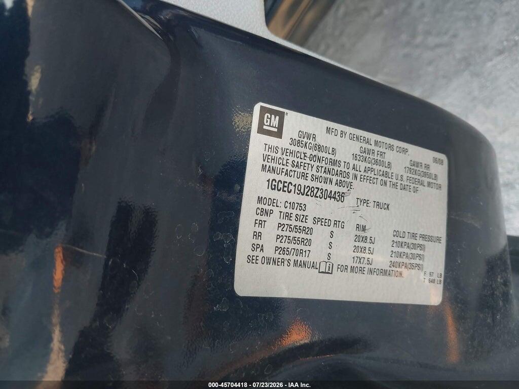 1GCEC19J28Z304436 2008 CHEVROLET SILVERADO 1500 photo no. 9