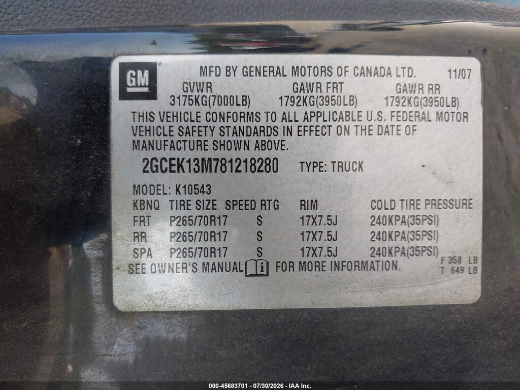 2GCEK13M781218280 2008 CHEVROLET SILVERADO 1500 photo no. 9