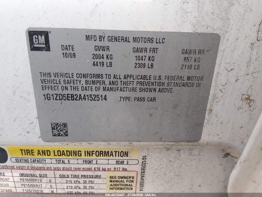 1G1ZD5EB2A4152514 2010 CHEVROLET MALIBU photo no. 9