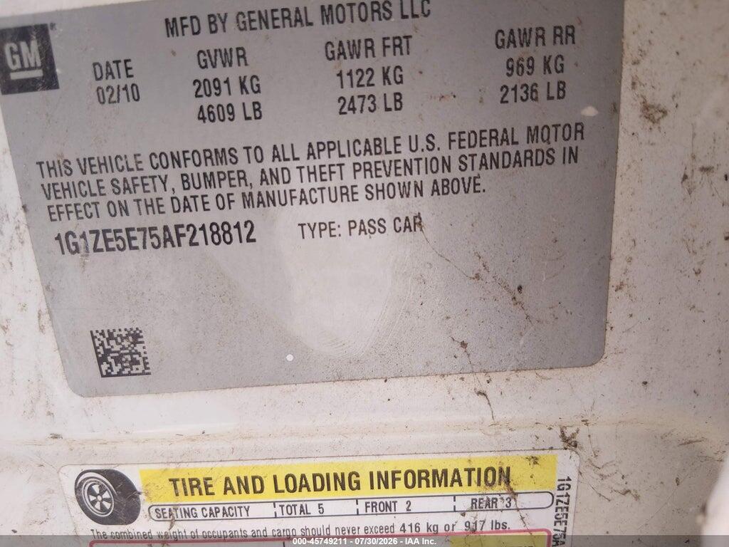 1G1ZE5E75AF218812 2010 CHEVROLET MALIBU photo no. 9
