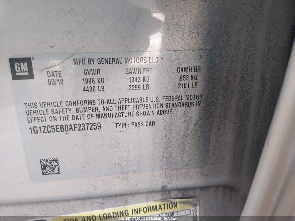 1G1ZC5EB0AF237259 2010 CHEVROLET MALIBU photo no. 9