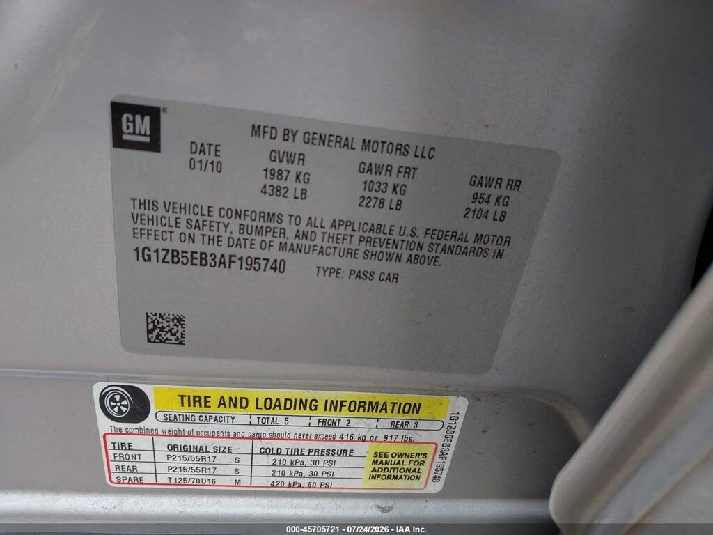 1G1ZB5EB3AF195740 2010 CHEVROLET MALIBU photo no. 9