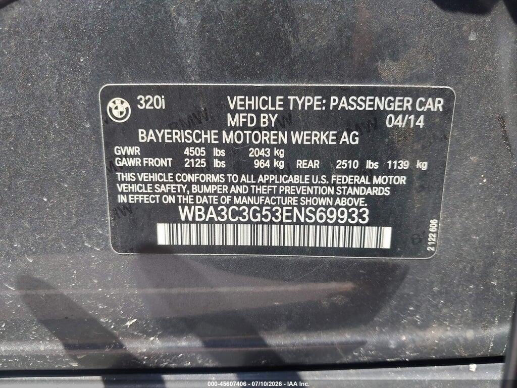 WBA3C3G53ENS69933 2014 BMW 320I photo no. 9