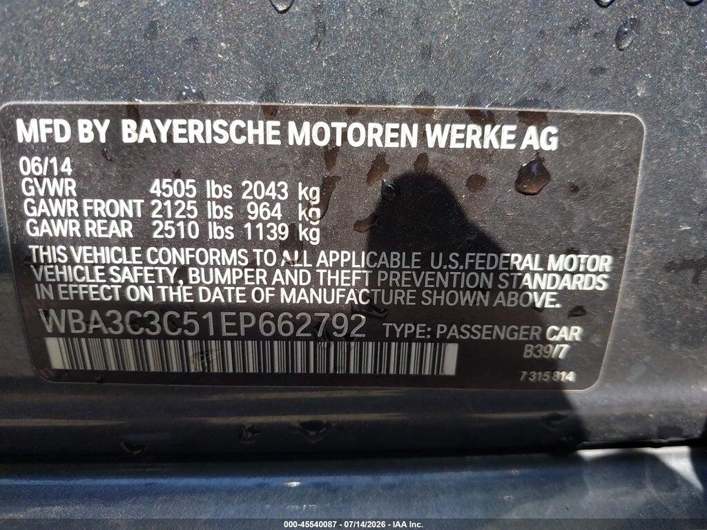WBA3C3C51EP662792 2014 BMW 320I photo no. 9