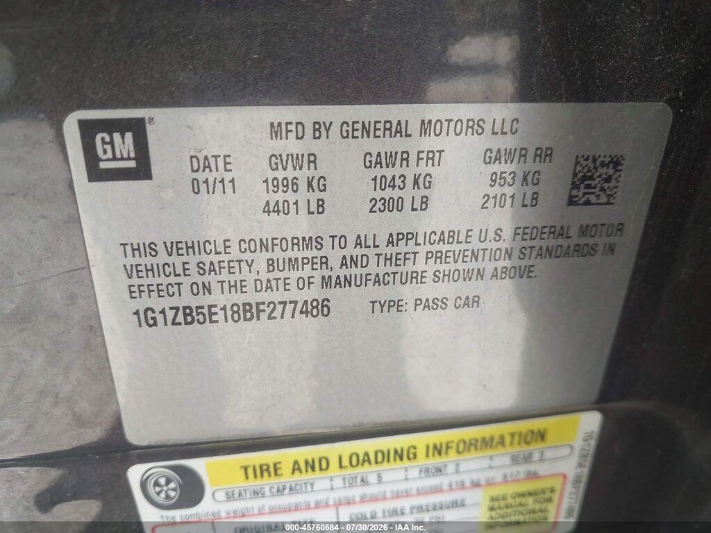 1G1ZB5E18BF277486 2011 CHEVROLET MALIBU photo no. 9