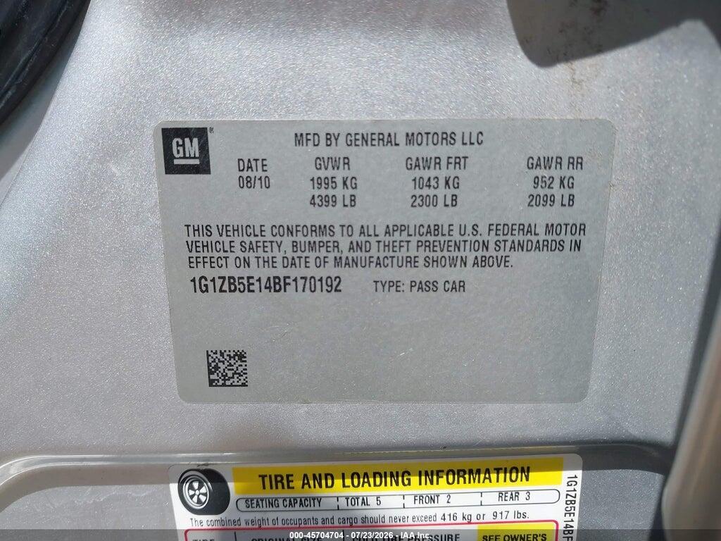 1G1ZB5E14BF170192 2011 CHEVROLET MALIBU photo no. 9