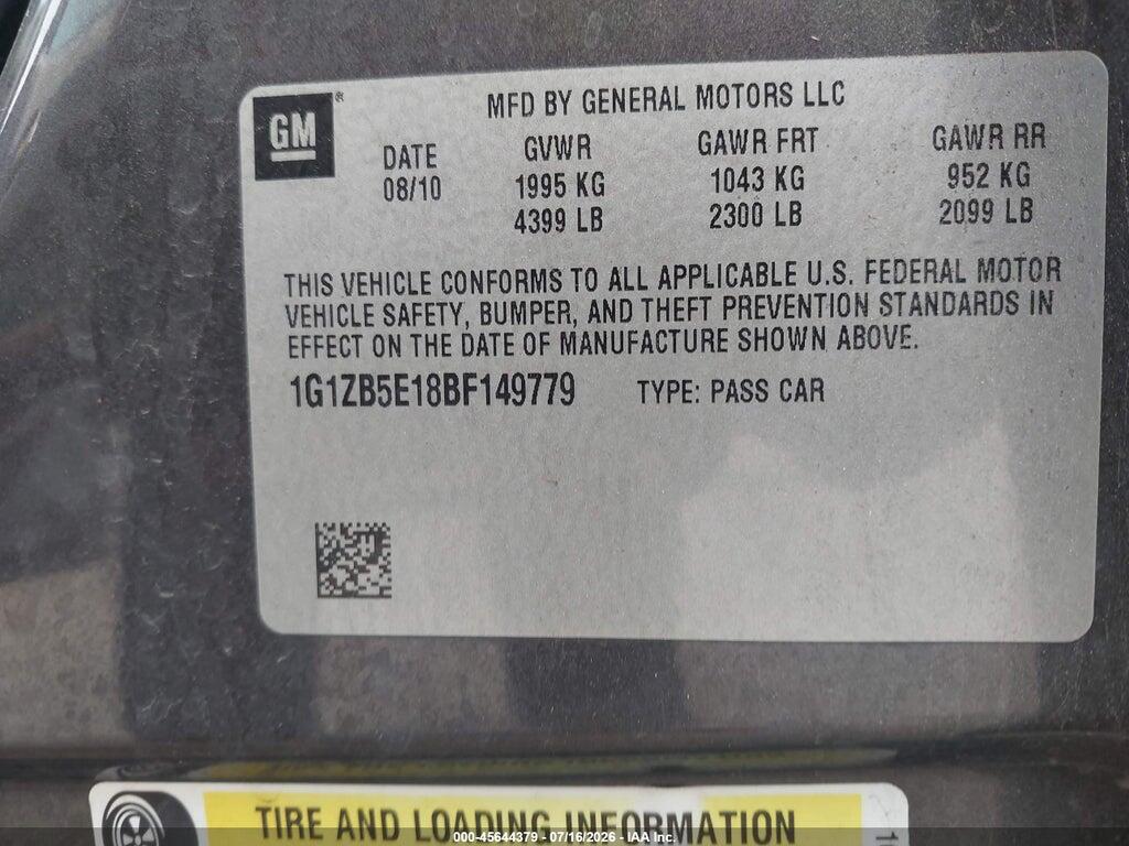 1G1ZB5E18BF149779 2011 CHEVROLET MALIBU photo no. 9