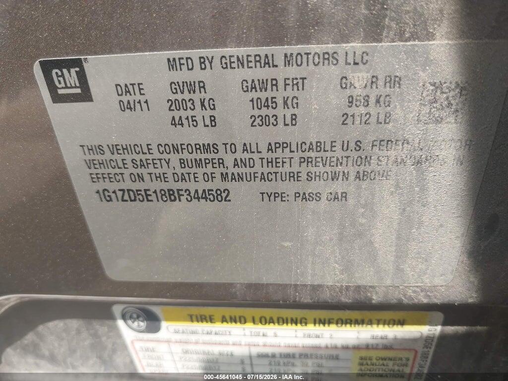 1G1ZD5E18BF344582 2011 CHEVROLET MALIBU photo no. 9