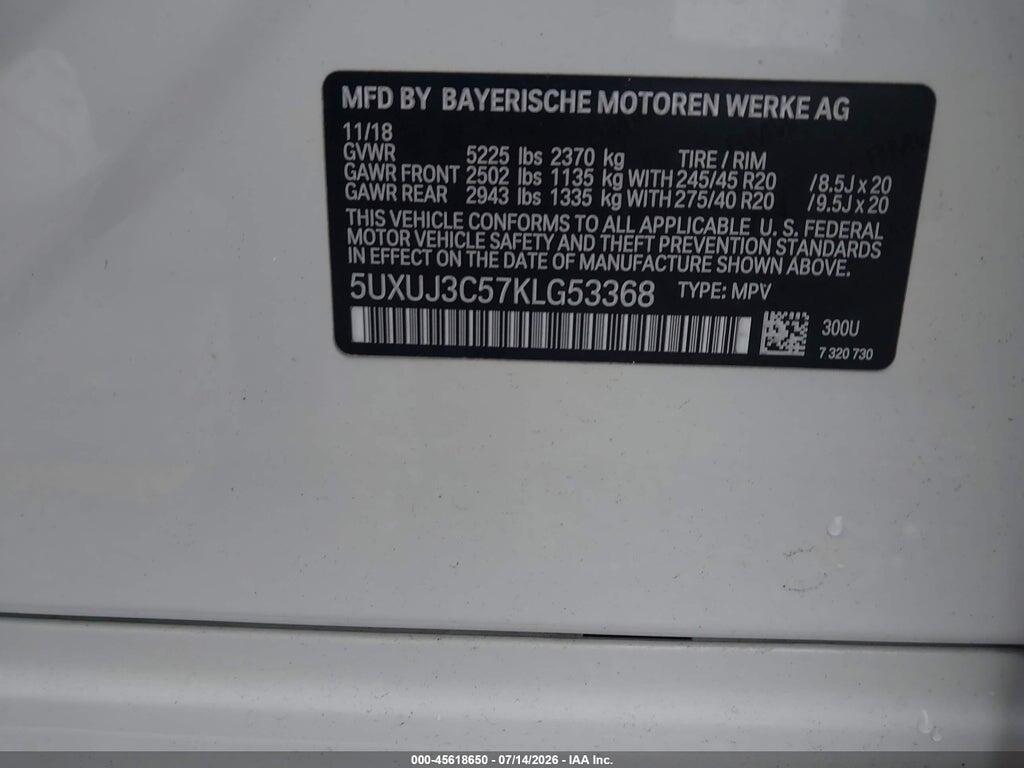 5UXUJ3C57KLG53368 2019 BMW X4 photo no. 9