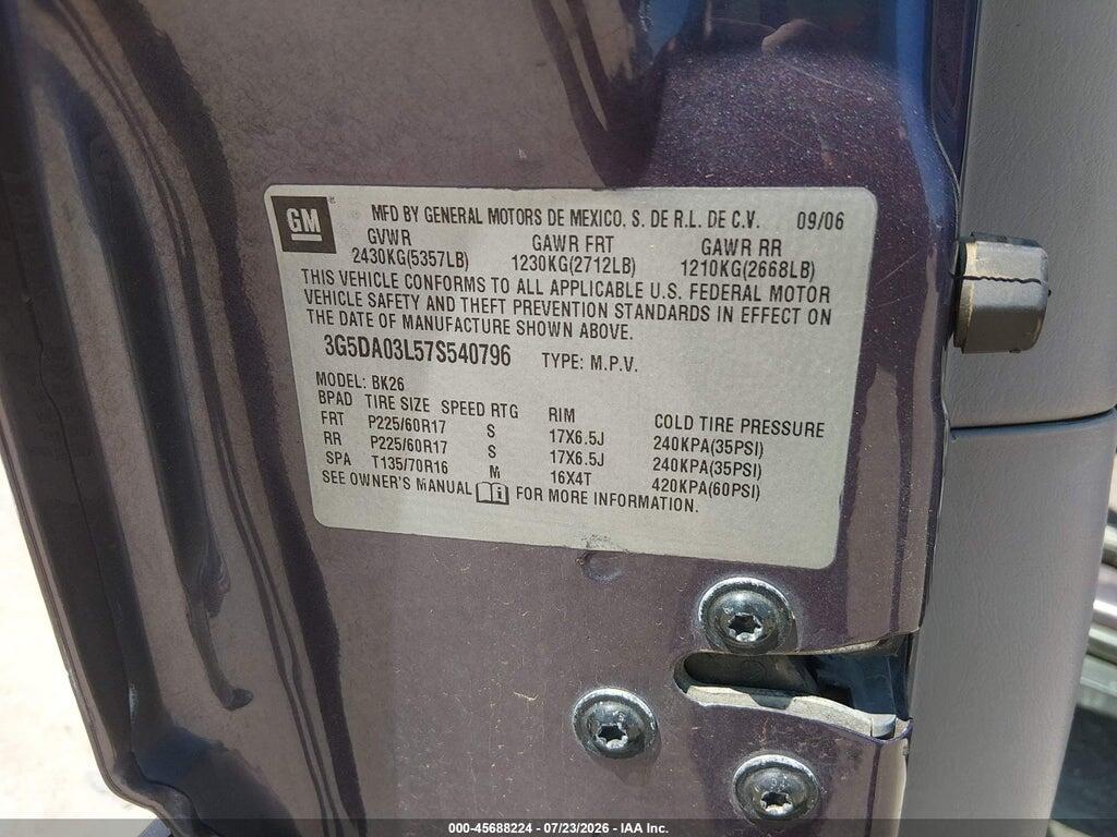 3G5DA03L57S540796 2007 BUICK RENDEZVOUS photo no. 9