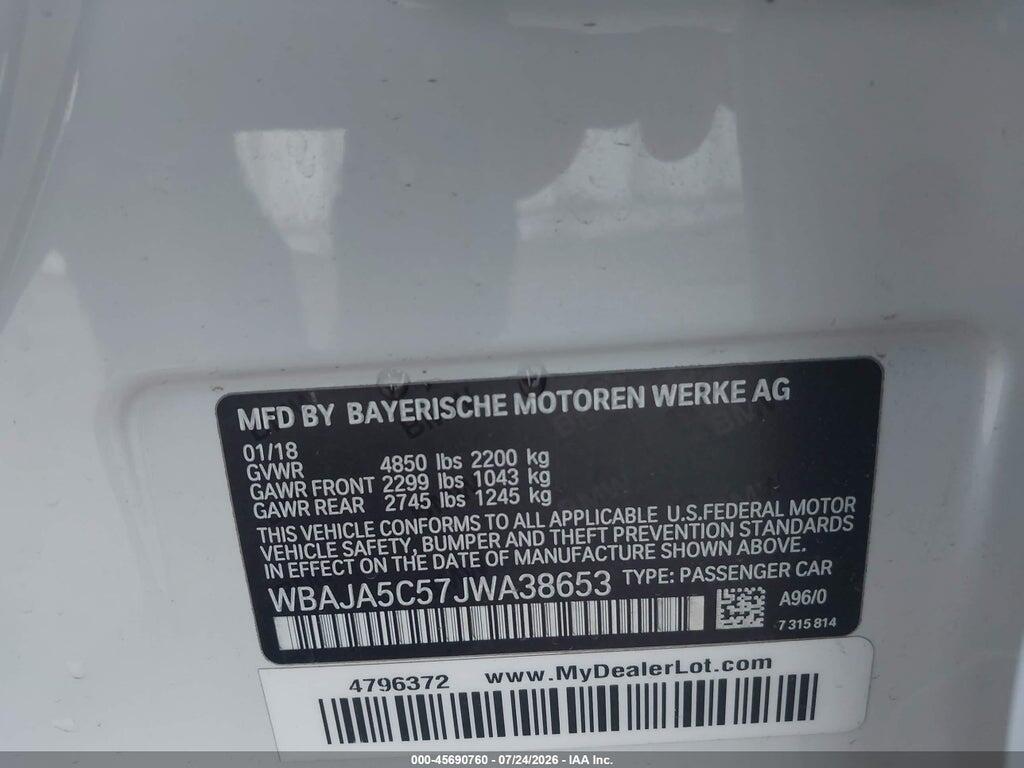 WBAJA5C57JWA38653 2018 BMW 530I photo no. 9