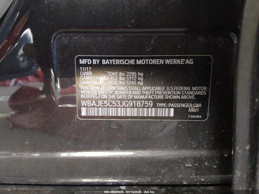 WBAJE5C53JG918759 2018 BMW 540I photo no. 9