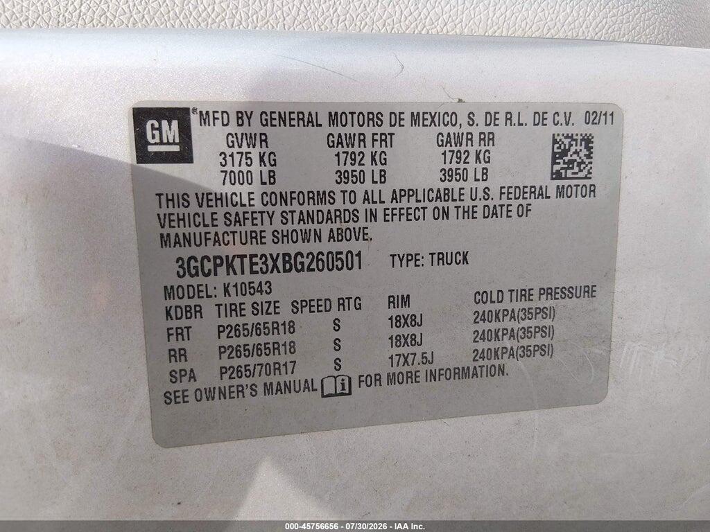 3GCPKTE3XBG260501 2011 CHEVROLET SILVERADO 1500 photo no. 9