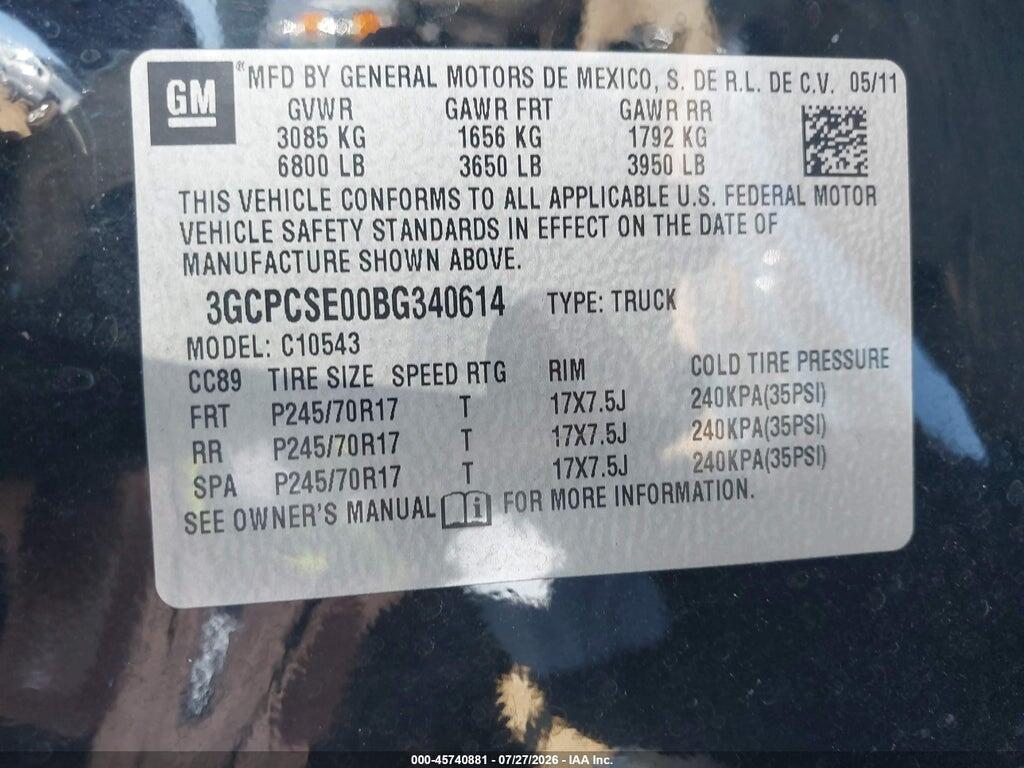 3GCPCSE00BG340614 2011 CHEVROLET SILVERADO 1500 photo no. 9