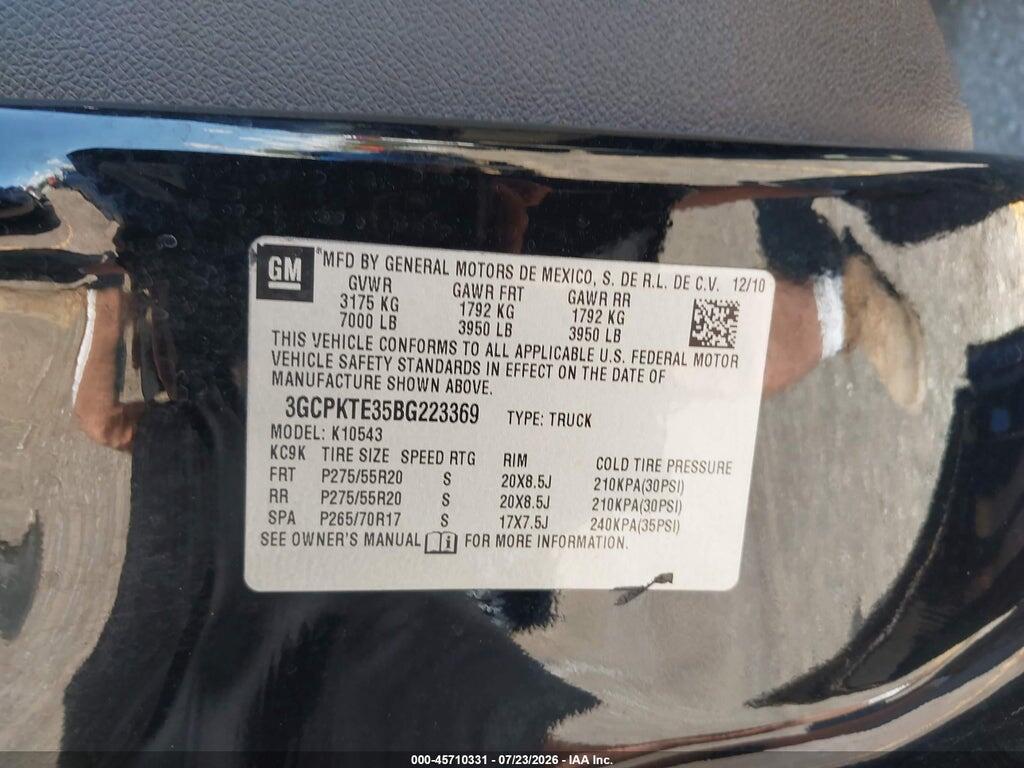 3GCPKTE35BG223369 2011 CHEVROLET SILVERADO 1500 photo no. 9