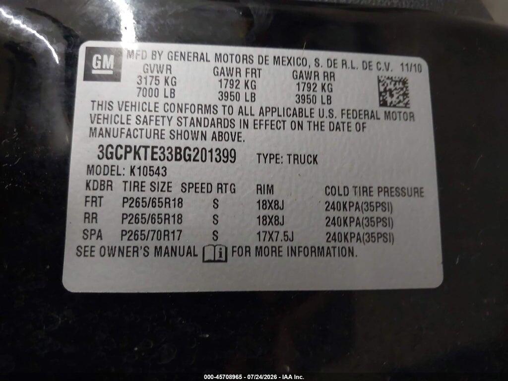3GCPKTE33BG201399 2011 CHEVROLET SILVERADO 1500 photo no. 9