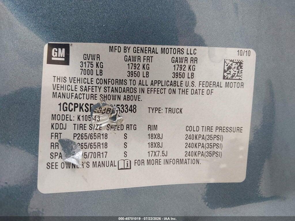 1GCPKSE33BF153348 2011 CHEVROLET SILVERADO 1500 photo no. 9