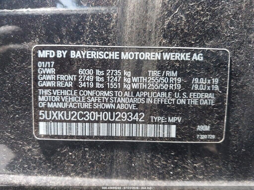 5UXKU2C30H0U29342 2017 BMW X6 photo no. 9