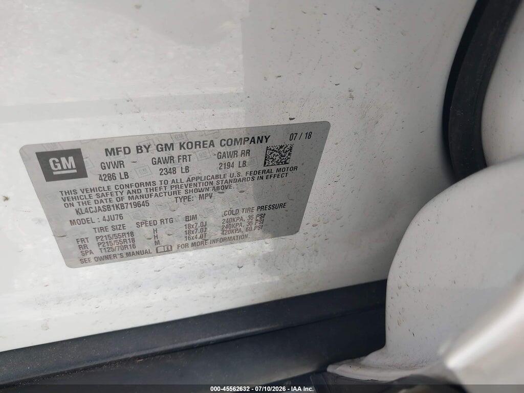 KL4CJASB1KB719645 2019 BUICK ENCORE photo no. 9
