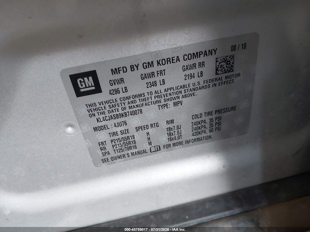 KL4CJASB9KB740078 2019 BUICK ENCORE photo no. 9