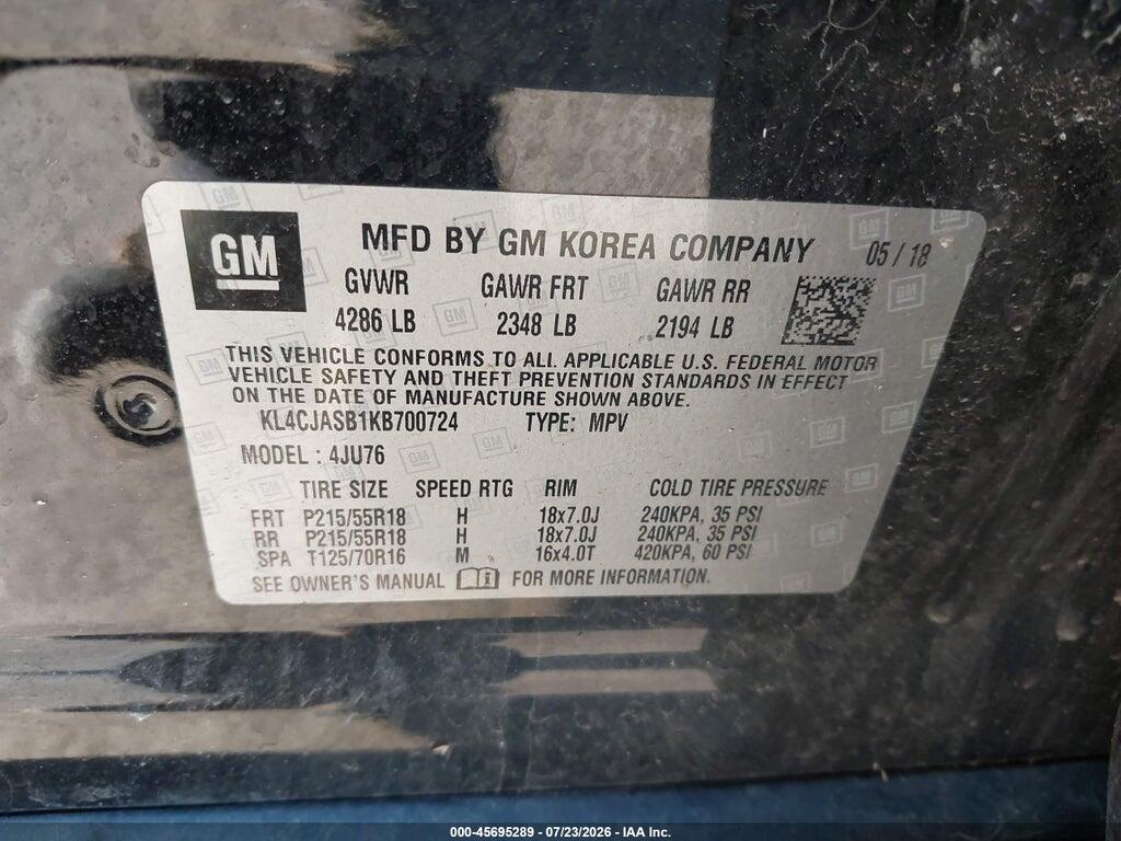 KL4CJASB1KB700724 2019 BUICK ENCORE photo no. 9