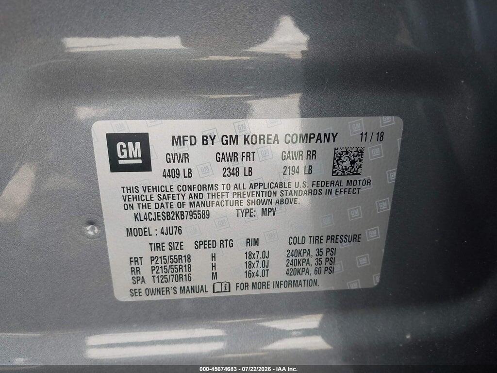 KL4CJESB2KB795589 2019 BUICK ENCORE photo no. 9