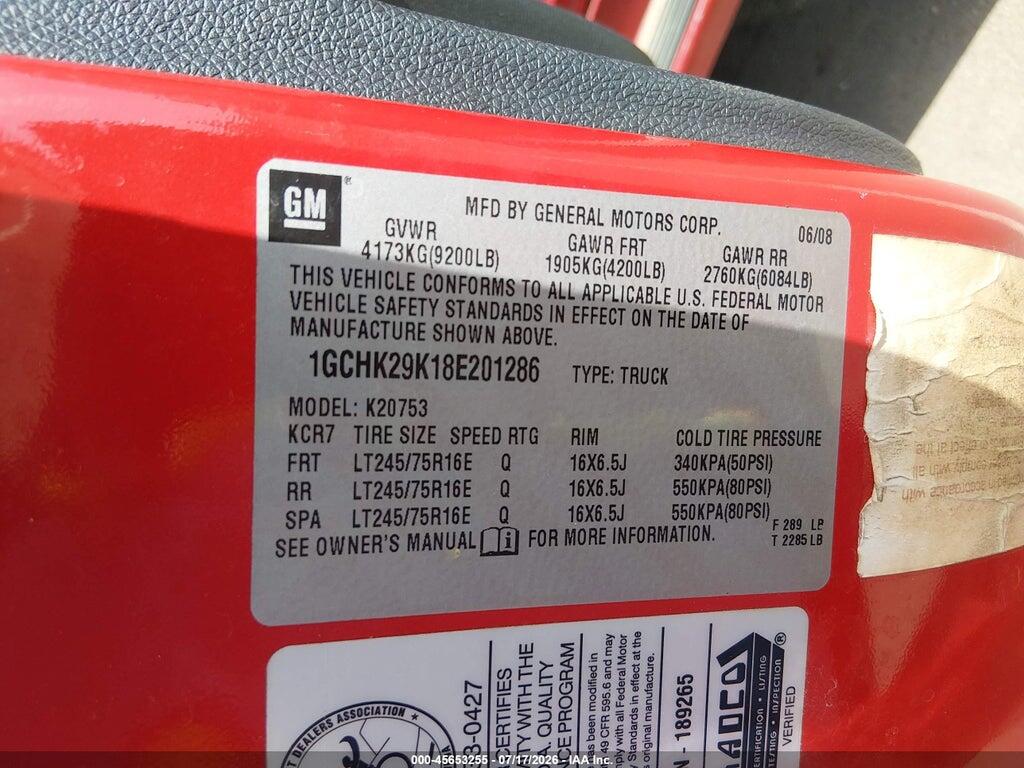 1GCHK29K18E201286 2008 CHEVROLET SILVERADO 2500HD photo no. 9