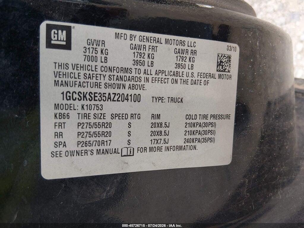1GCSKSE35AZ204100 2010 CHEVROLET SILVERADO 1500 photo no. 9
