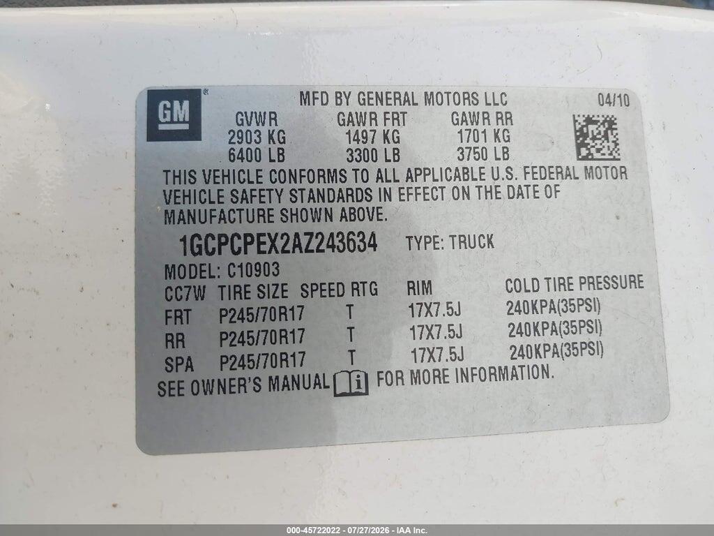 1GCPCPEX2AZ243634 2010 CHEVROLET FOOD TRUCK SILVERADO 1500 photo no. 9