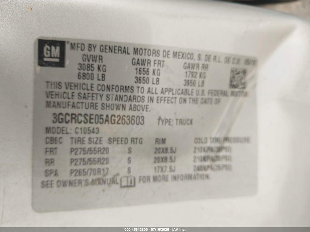 3GCRCSE05AG263603 2010 CHEVROLET SILVERADO 1500 photo no. 9