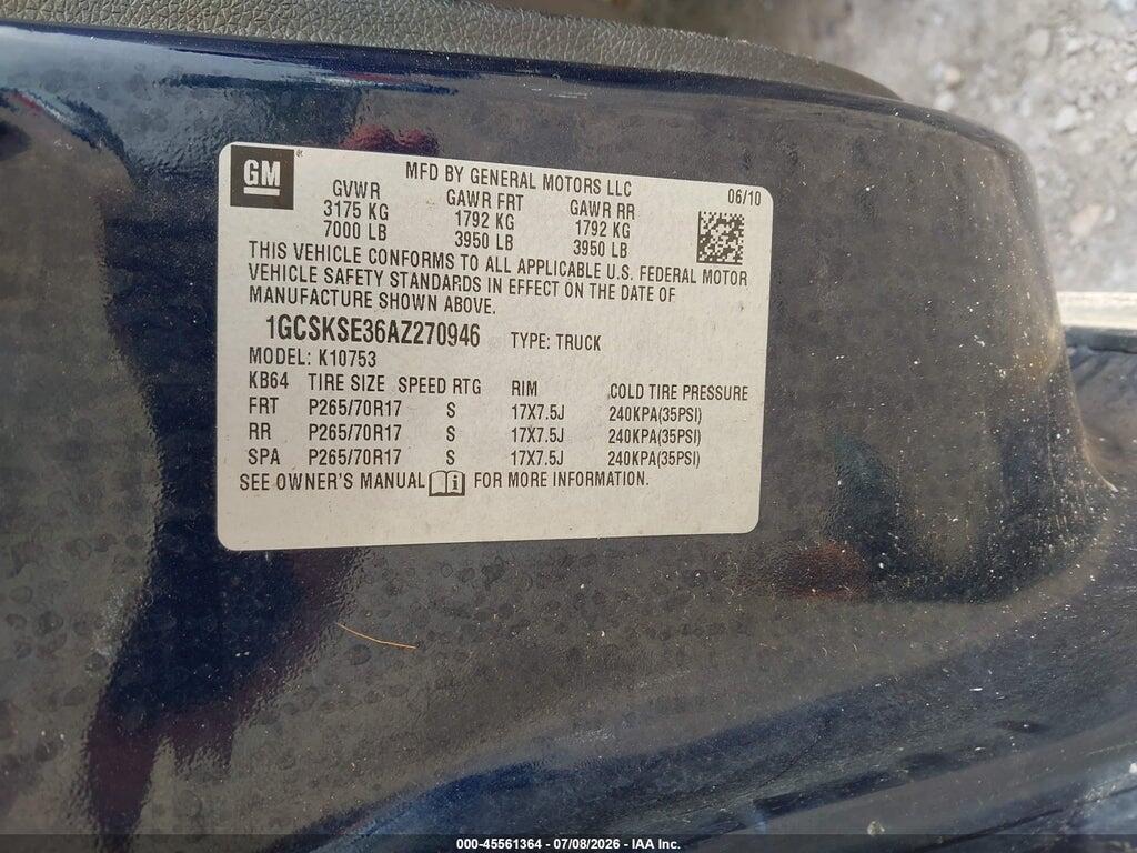 1GCSKSE36AZ270946 2010 CHEVROLET SILVERADO 1500 photo no. 9