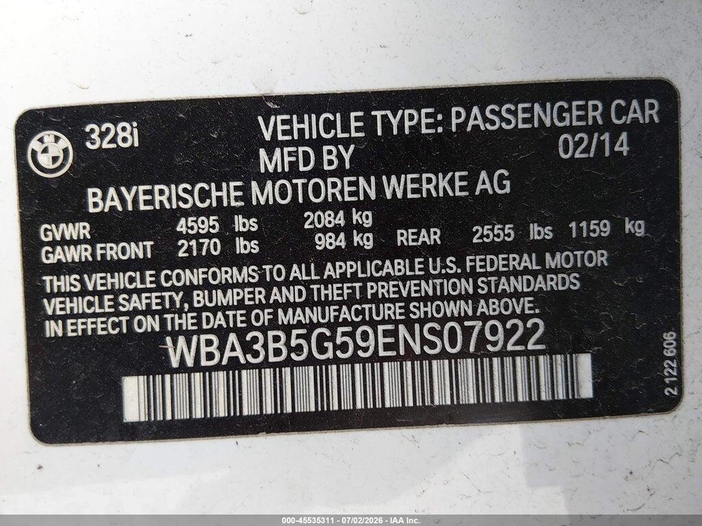 WBA3B5G59ENS07922 2014 BMW 328I photo no. 9