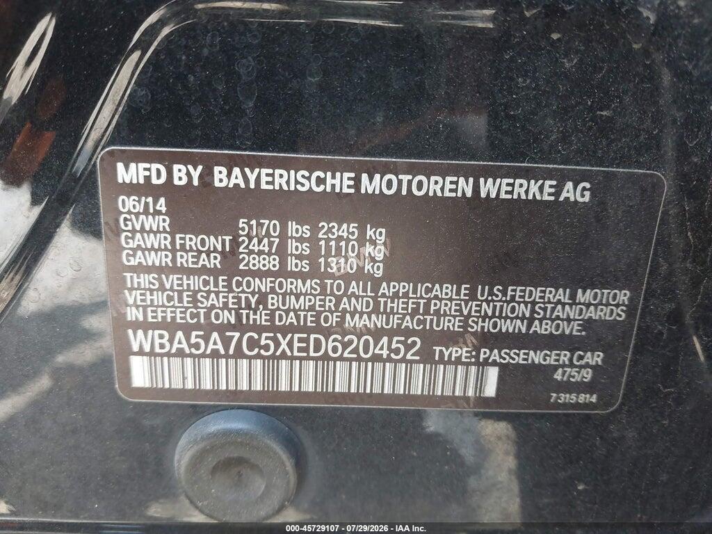 WBA5A7C5XED620452 2014 BMW 528I photo no. 9