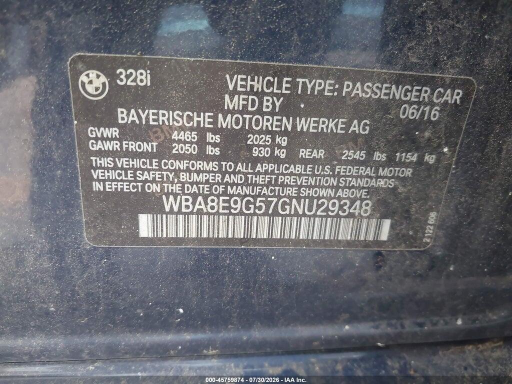 WBA8E9G57GNU29348 2016 BMW 328I photo no. 9