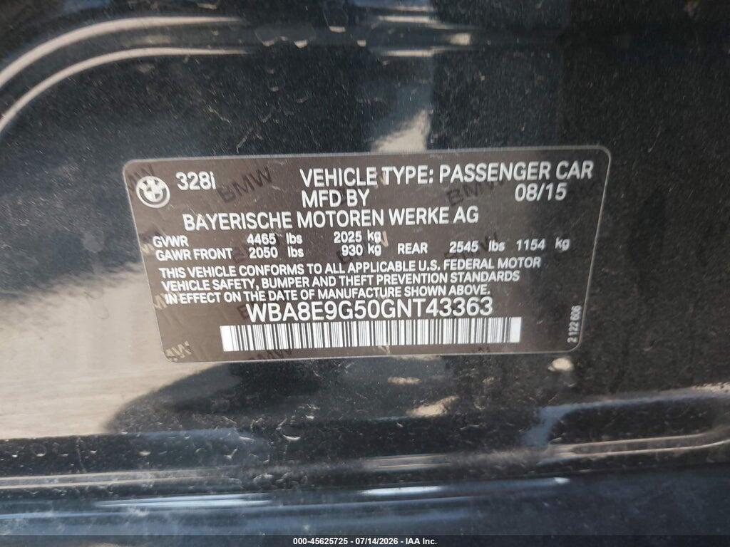 WBA8E9G50GNT43363 2016 BMW 328I photo no. 9