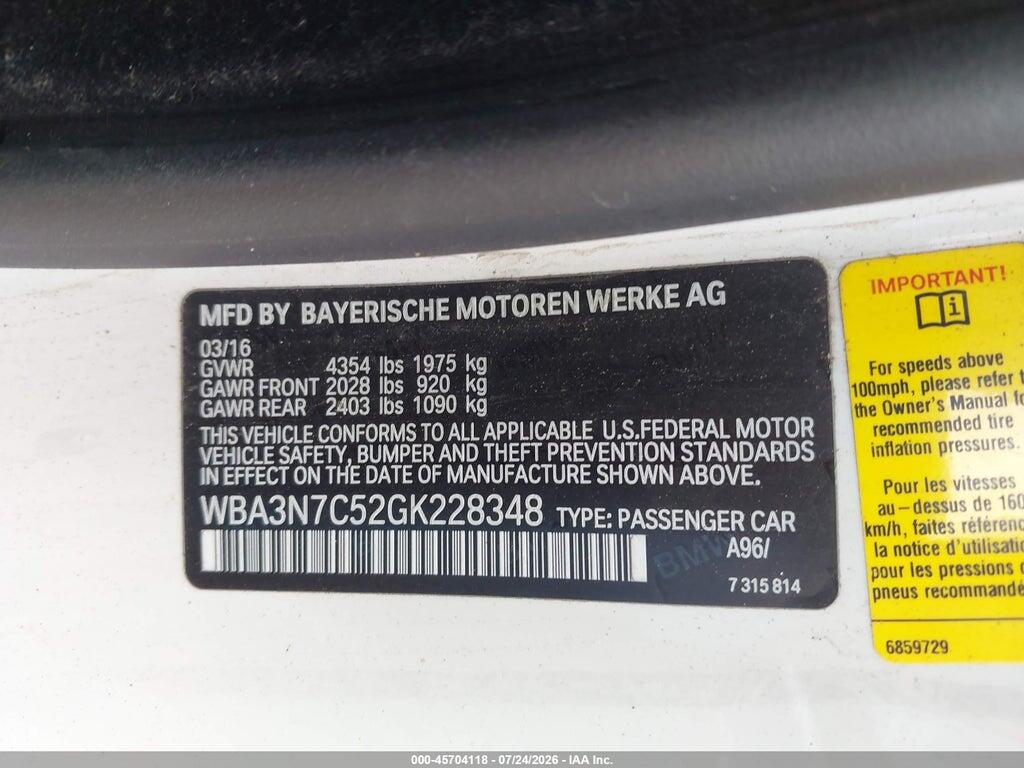 WBA3N7C52GK228348 2016 BMW 428I photo no. 9