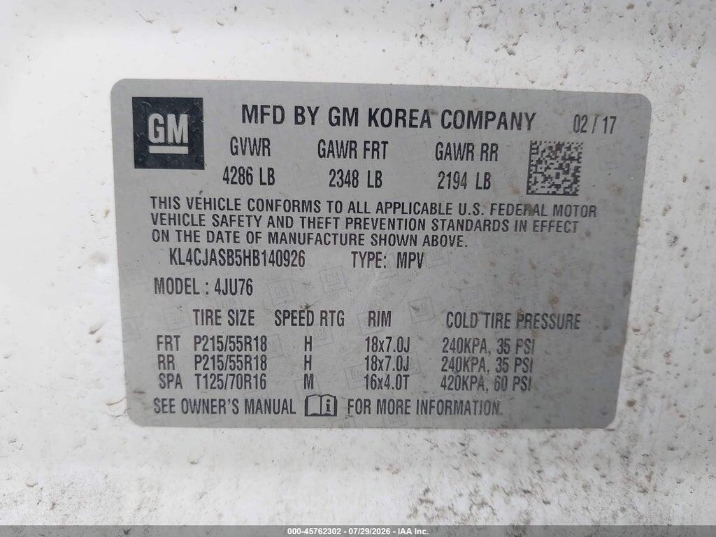 KL4CJASB5HB140926 2017 BUICK ENCORE photo no. 9