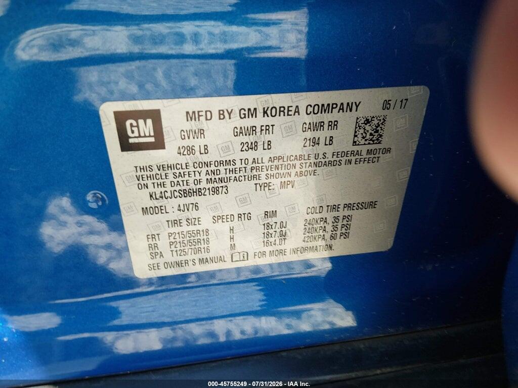 KL4CJCSB6HB219873 2017 BUICK ENCORE photo no. 9