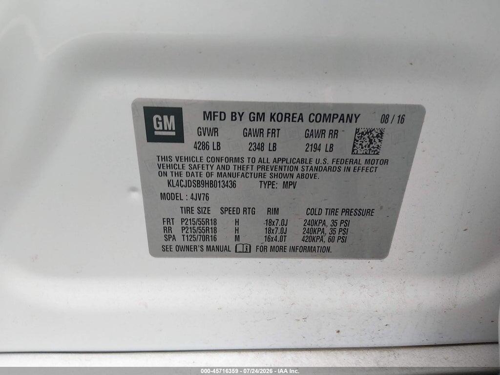 KL4CJDSB9HB013436 2017 BUICK ENCORE photo no. 9
