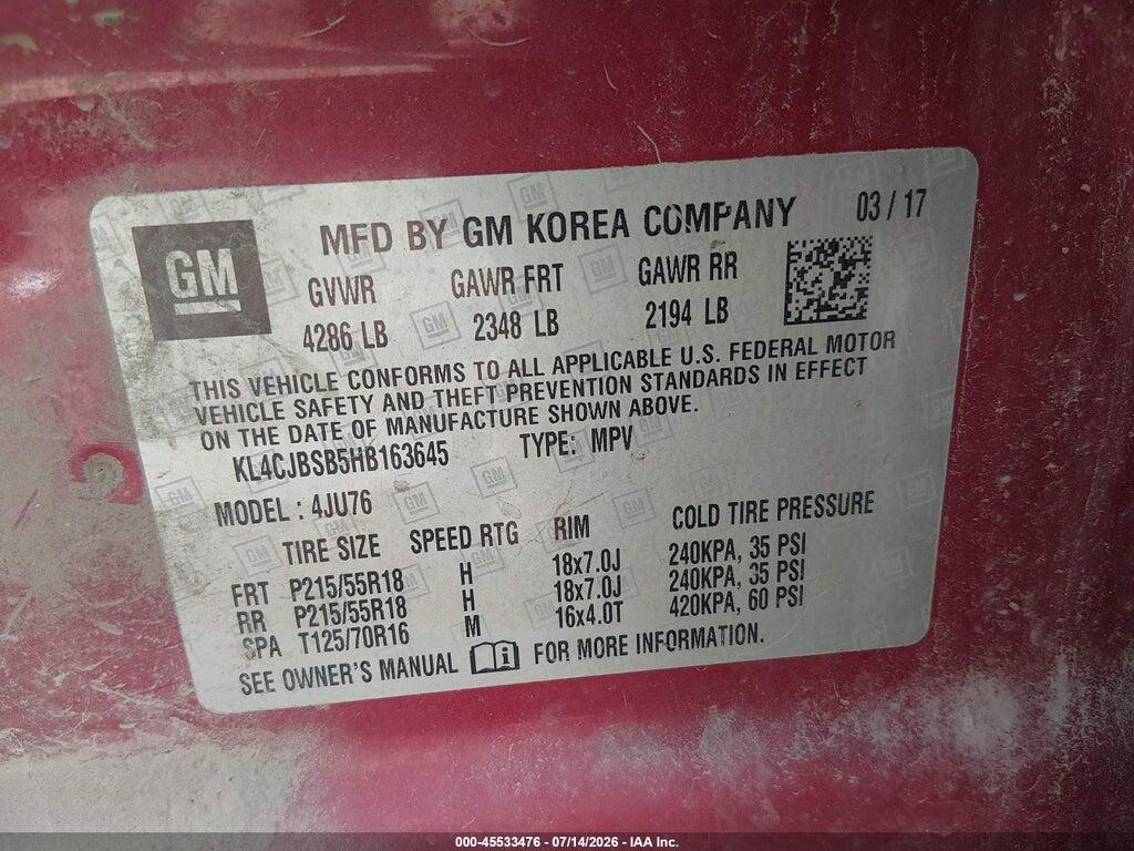 KL4CJBSB5HB163645 2017 BUICK ENCORE photo no. 9