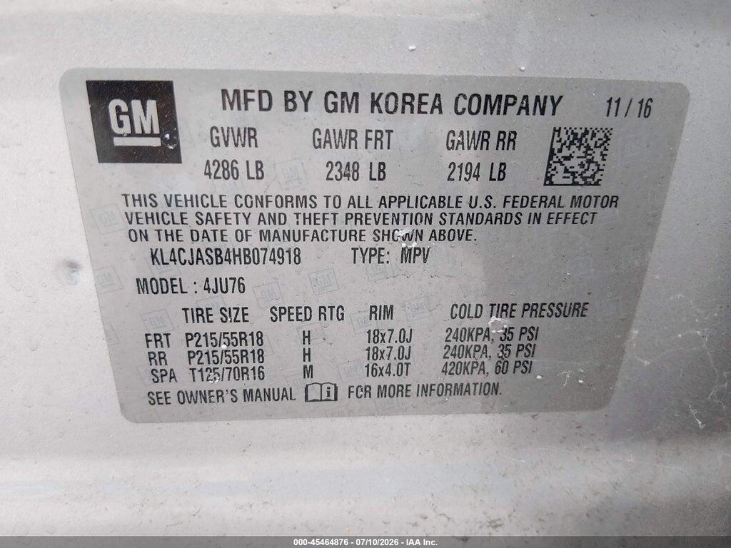KL4CJASB4HB074918 2017 BUICK ENCORE photo no. 9