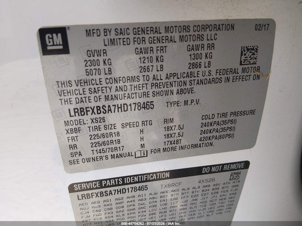 LRBFXBSA7HD178465 2017 BUICK ENVISION photo no. 9